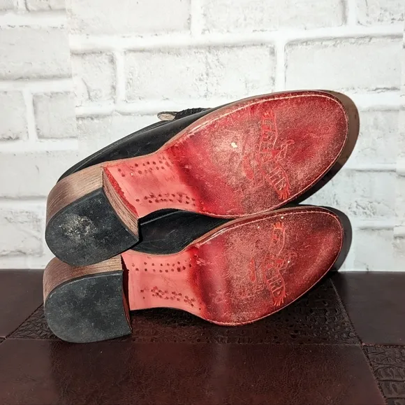FreeBird Collins Black Leather Snake Embossed Mules size 8