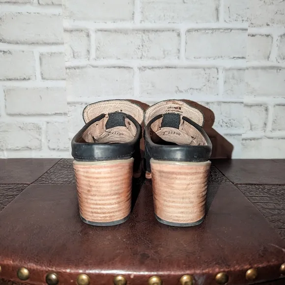FreeBird Collins Black Leather Snake Embossed Mules size 8