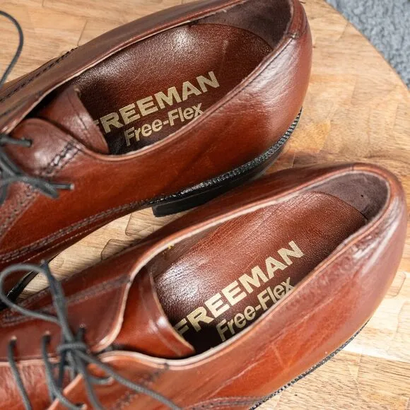 FREEMAN Dark Brown Free-Flex Oxfords Apron Toe Lace-Up Men's 7.5 E