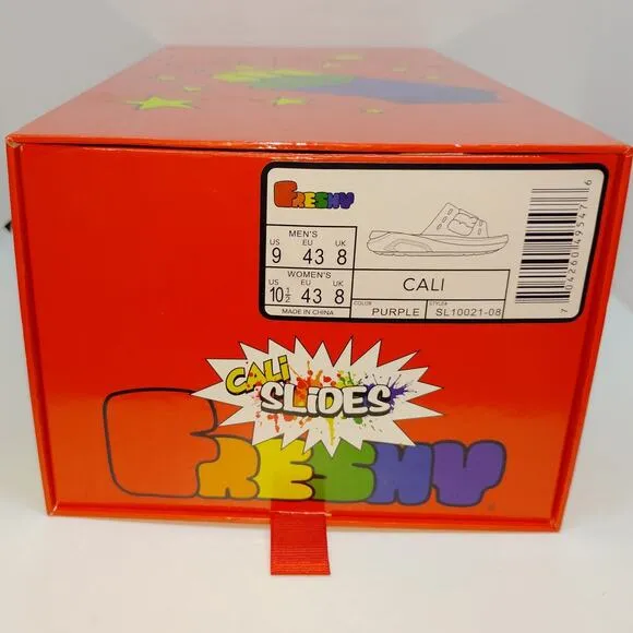 Freshy Cali Slides Womens NEW w/Tags &amp; Box Purple Athletic &amp; Beach - sz. 10 1/2