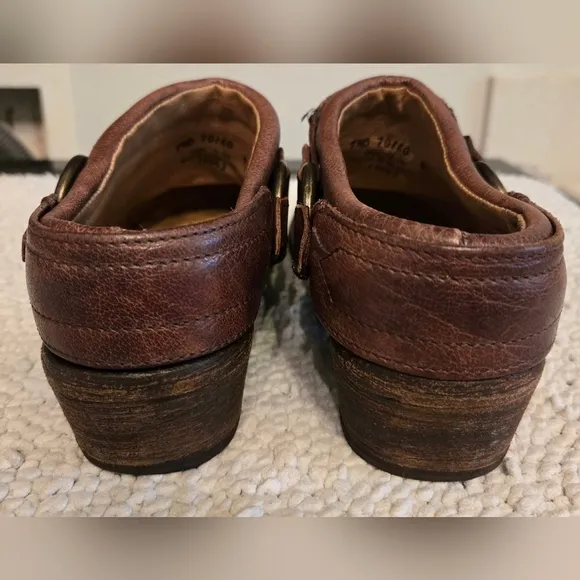 Frye Belted Harness Leather Distressed Booties Mules Clogs