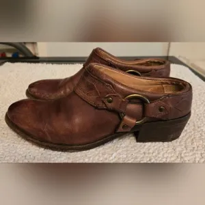 Frye Belted Harness Leather Distressed Booties Mules Clogs
