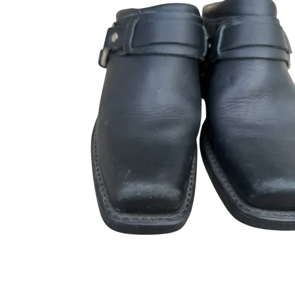 Frye Belted Harness Mules Clogs Leather Women's 7 M Slip On Square Toe Boots USA