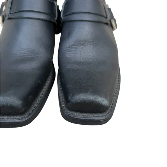 Frye Belted Harness Mules Clogs Leather Women's 7 M Slip On Square Toe Boots USA