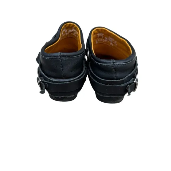 Frye Belted Harness Mules Clogs Leather Women's 7 M Slip On Square Toe Boots USA