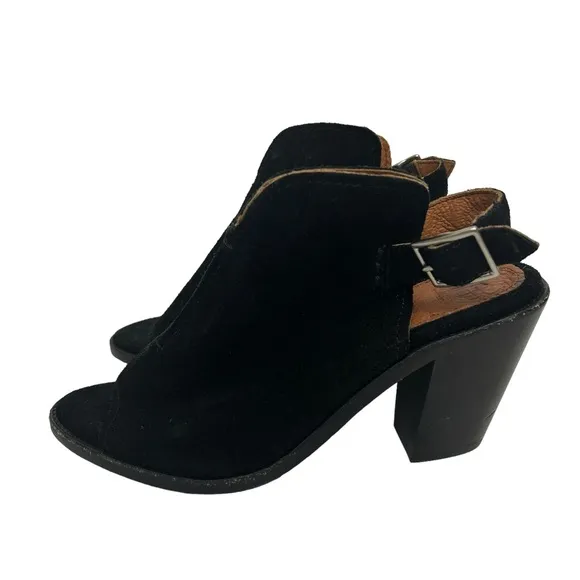 Frye Courtney Slingback Block Heel Suede Mules Sz 7 Black