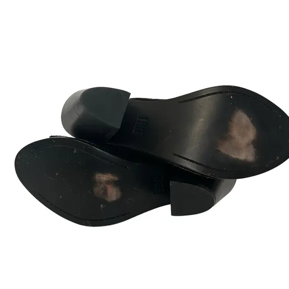 Frye Courtney Slingback Block Heel Suede Mules Sz 7 Black