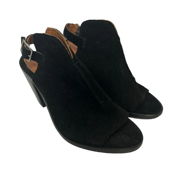 Frye Courtney Slingback Block Heel Suede Mules Sz 7 Black