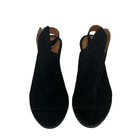 Frye Courtney Slingback Block Heel Suede Mules Sz 7 Black