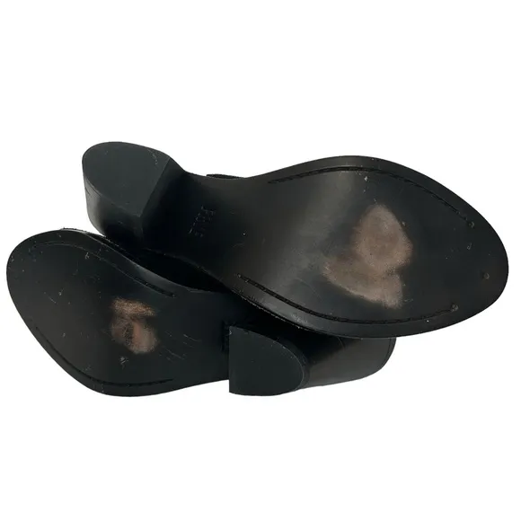 Frye Courtney Slingback Block Heel Suede Mules Sz 7 Black