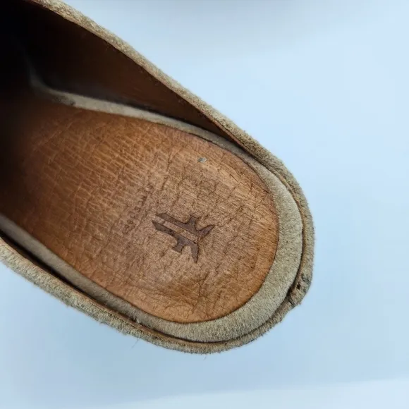 Frye Naomi Heeled Mules Tan Suede Size 7.5