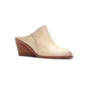Frye SERENA WOMENS ALMOND TOE LEATHER WEDGE MULES SIZE 8.5