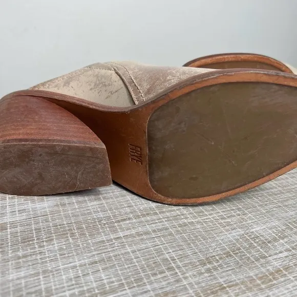 Frye SERENA WOMENS ALMOND TOE LEATHER WEDGE MULES SIZE 8.5