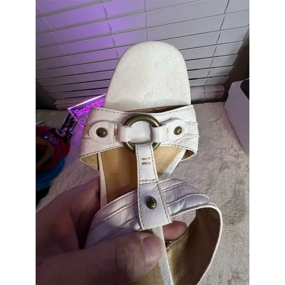 Frye Women's Gerry Slide Platform Heel Sandals White Size 7.5