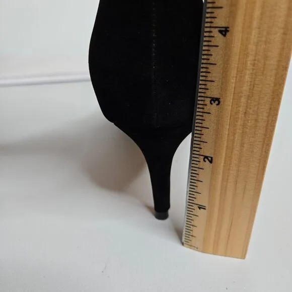 FSJ Black Vegan Faux Suede Pumps Heels Shoes Sz 12
