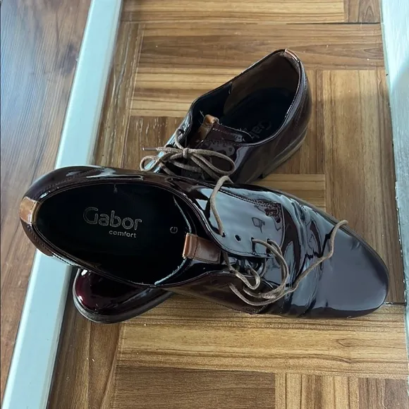 Gabor Men Brown Patent Leather Oxfords SIZE 5.5
