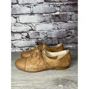 Garnet Hill Brown Leather Lace Up Cap Toe Oxfords Shoes Women’s Sz 7M US/37.5EU