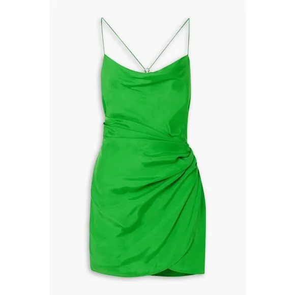 GAUGE81 Shiroi open-back wrap-effect silk mini dress in green sz S