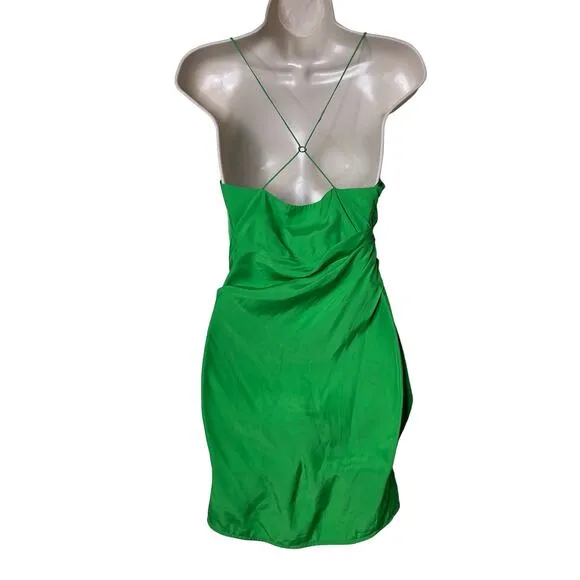 GAUGE81 Shiroi open-back wrap-effect silk mini dress in green sz S