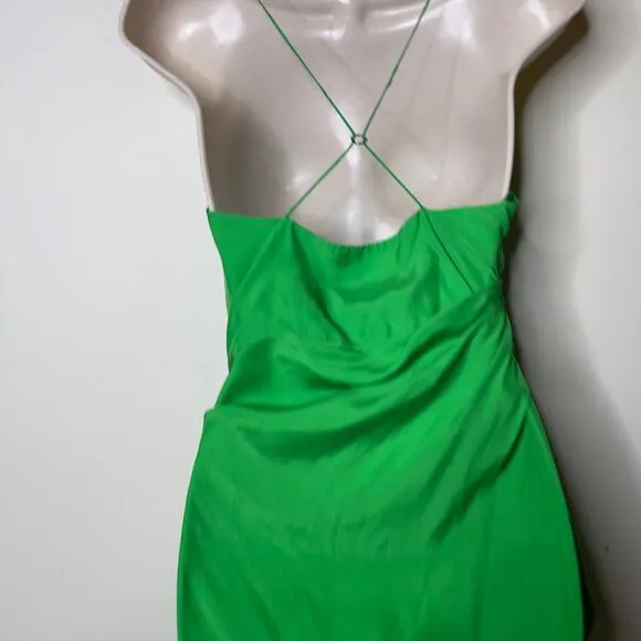 GAUGE81 Shiroi open-back wrap-effect silk mini dress in green sz S