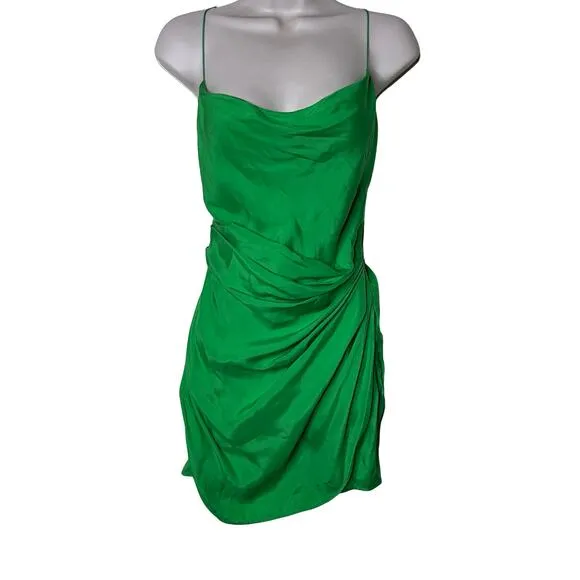 GAUGE81 Shiroi open-back wrap-effect silk mini dress in green sz S