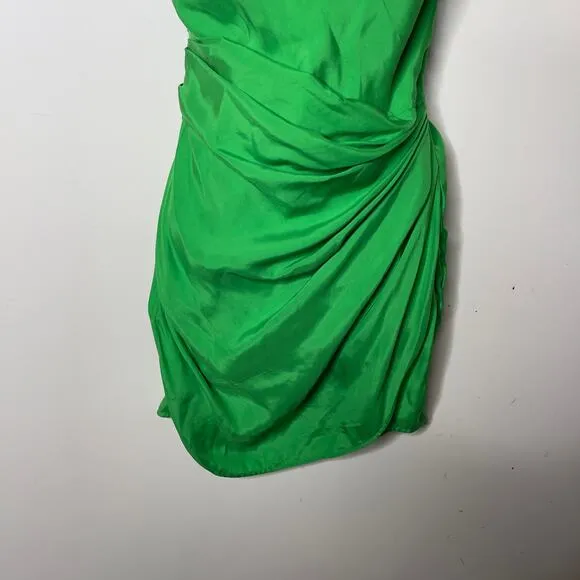 GAUGE81 Shiroi open-back wrap-effect silk mini dress in green sz S