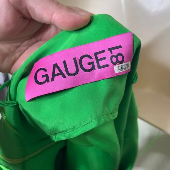 GAUGE81 Shiroi open-back wrap-effect silk mini dress in green sz S