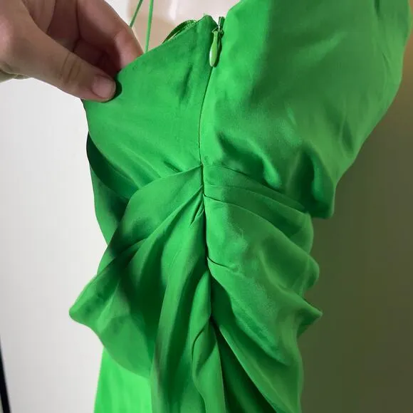 GAUGE81 Shiroi open-back wrap-effect silk mini dress in green sz S