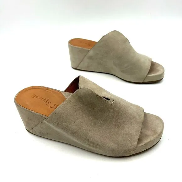 Gentle Souls by Kenneth Cole Gisele 65 Suede Mules Gray Leather