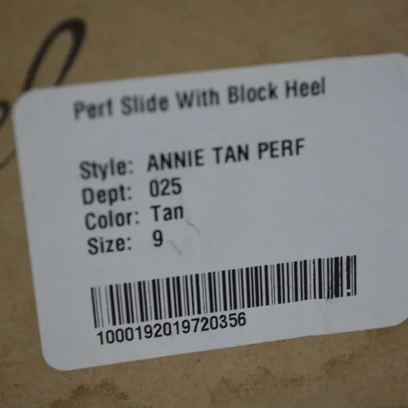 GENTLY USED  REBELS PERF SLIDE WITH BLOCK HEEL TAN SIZE 9