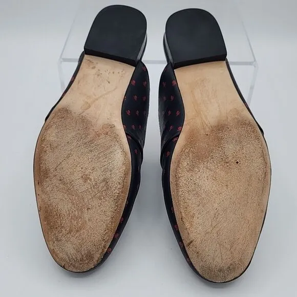 G/Fore Women's Killer T's Leather Mules Navy Blue With Skull Printed Size 8 Golf