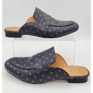 G/Fore Women's Killer T's Leather Mules Navy Blue With Skull Printed Size 8 Golf