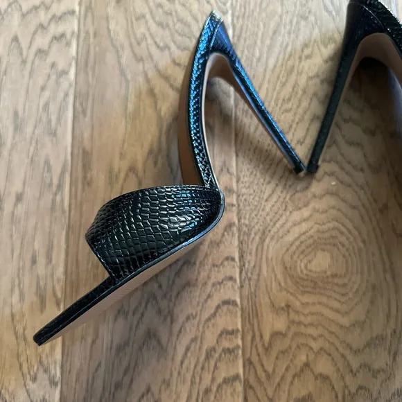 Gia Black Reptile Vegan Mules Size 8.5
