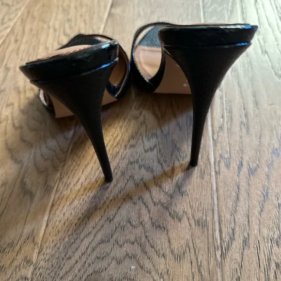Gia Black Reptile Vegan Mules Size 8.5