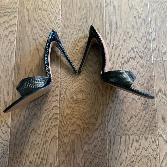 Gia Black Reptile Vegan Mules Size 8.5