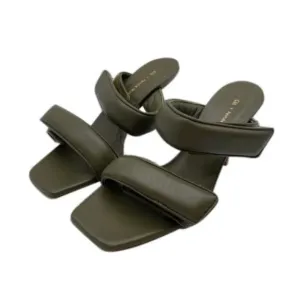 Gia Borghini Green Velcro Strap Mules Heel Size 6
