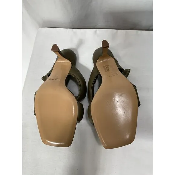 Gia Borghini Green Velcro Strap Mules Heel Size 6