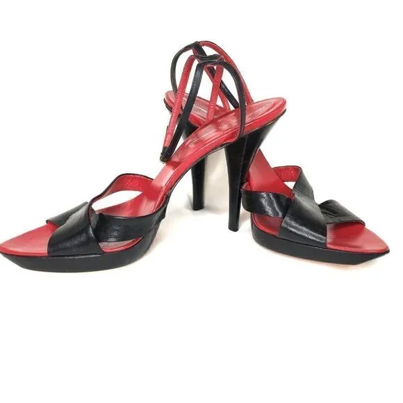 Giancarlo Paoli Black Ankle Strap Heels 40 NWOT
