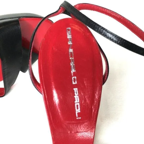 Giancarlo Paoli Black Ankle Strap Heels 40 NWOT