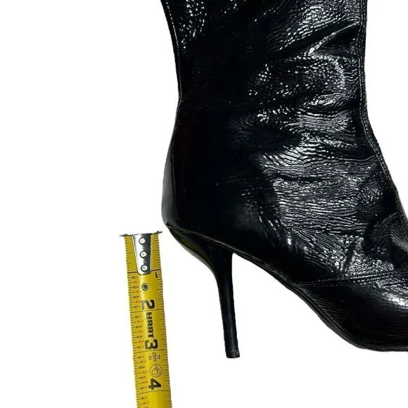 GiannaGi Italian Leather Black Heeled Boots Pointed Toe Boots with Heels Quality
