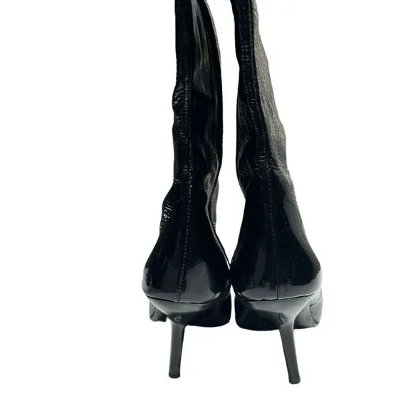 GiannaGi Italian Leather Black Heeled Boots Pointed Toe Boots with Heels Quality