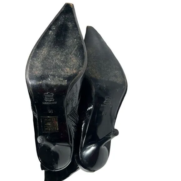 GiannaGi Italian Leather Black Heeled Boots Pointed Toe Boots with Heels Quality
