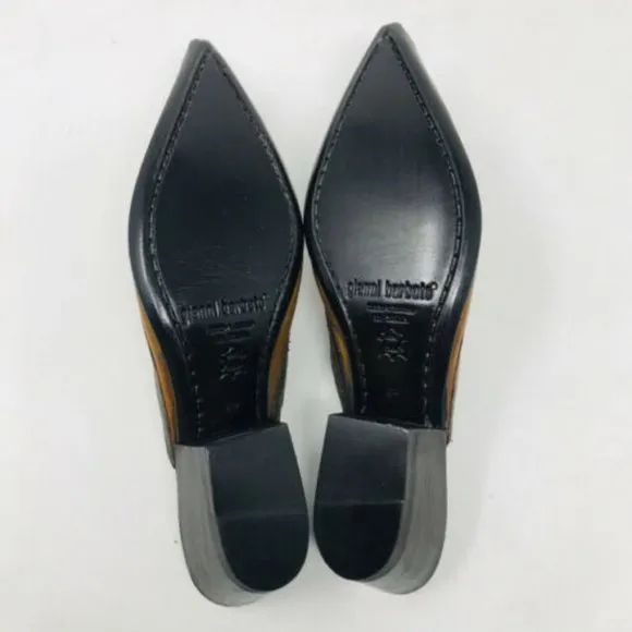 Gianni Barbato Brown Tan Tooled Mules Pointed Toe