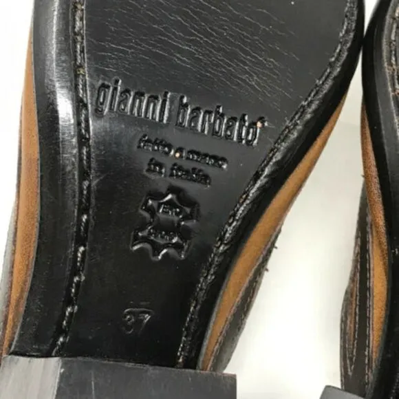 Gianni Barbato Brown Tan Tooled Mules Pointed Toe