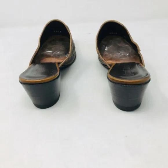 Gianni Barbato Brown Tan Tooled Mules Pointed Toe