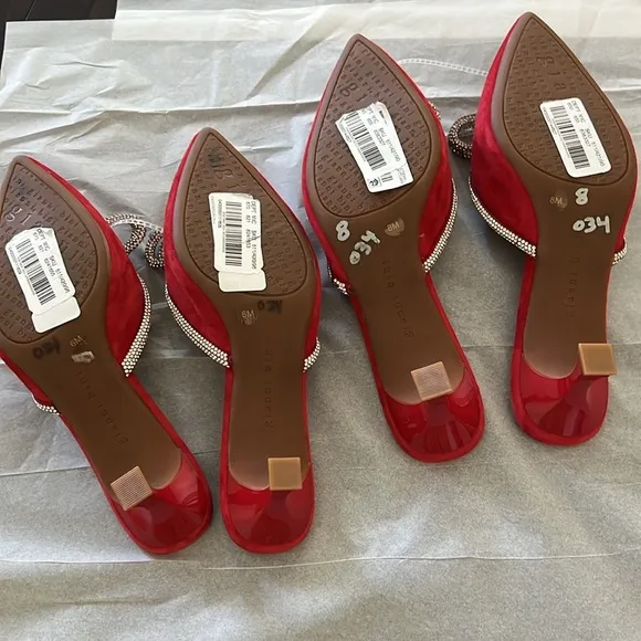 Gianni Bini KamillaTwo Suede Rhinestone Bow Kitten Heel Mules