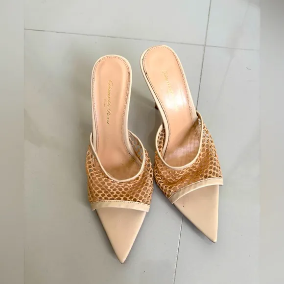 Gianvito Rossi mesh-panel Alisia leather mules Size US 5.5 / EU 36