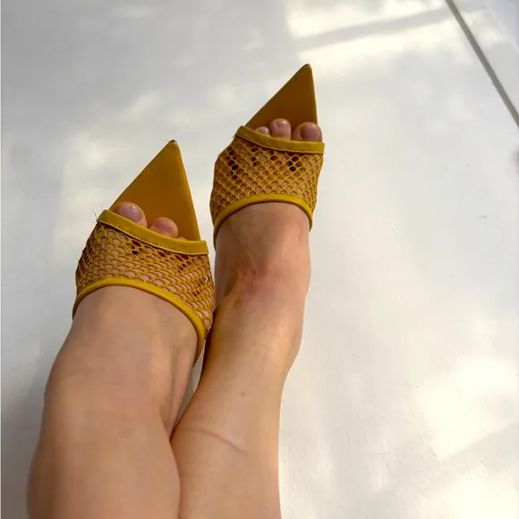 Gianvito Rossi mesh-panel Alisia leather mules Size US 5.5 / EU 36