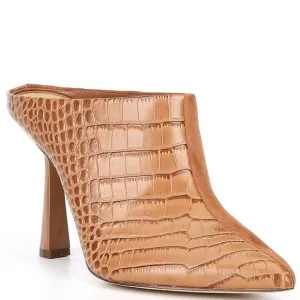 GIBSON LATIMER Brown Crock Print/Suede Heeled Mule size 10