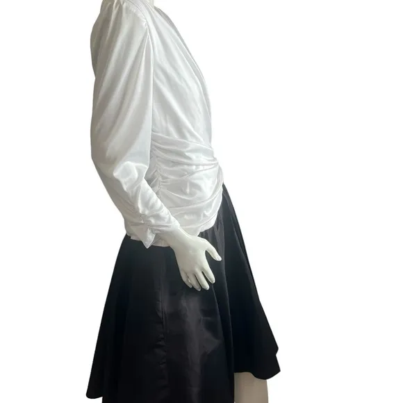 Gilberti Womens Vintage 80s Midi Party Dress Size 10/12  Black/White  Drop Waist